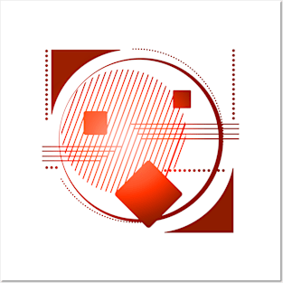 Geometric abstract red cool Posters and Art